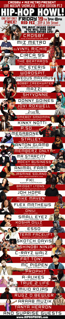 HIP HOP HOWL SHOWCASE MARCH 19 @ RED FEZ